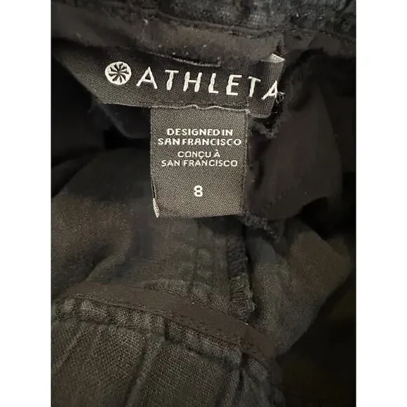Athleta Cabo Linen Jogger Pant Faded Black Zip Pocket Pants Women's Size 8 - Picture 8 of 13
